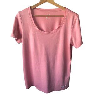 Nike Scoop Neck Dri-Fit Running Short Sleeve Top in Pink Size M